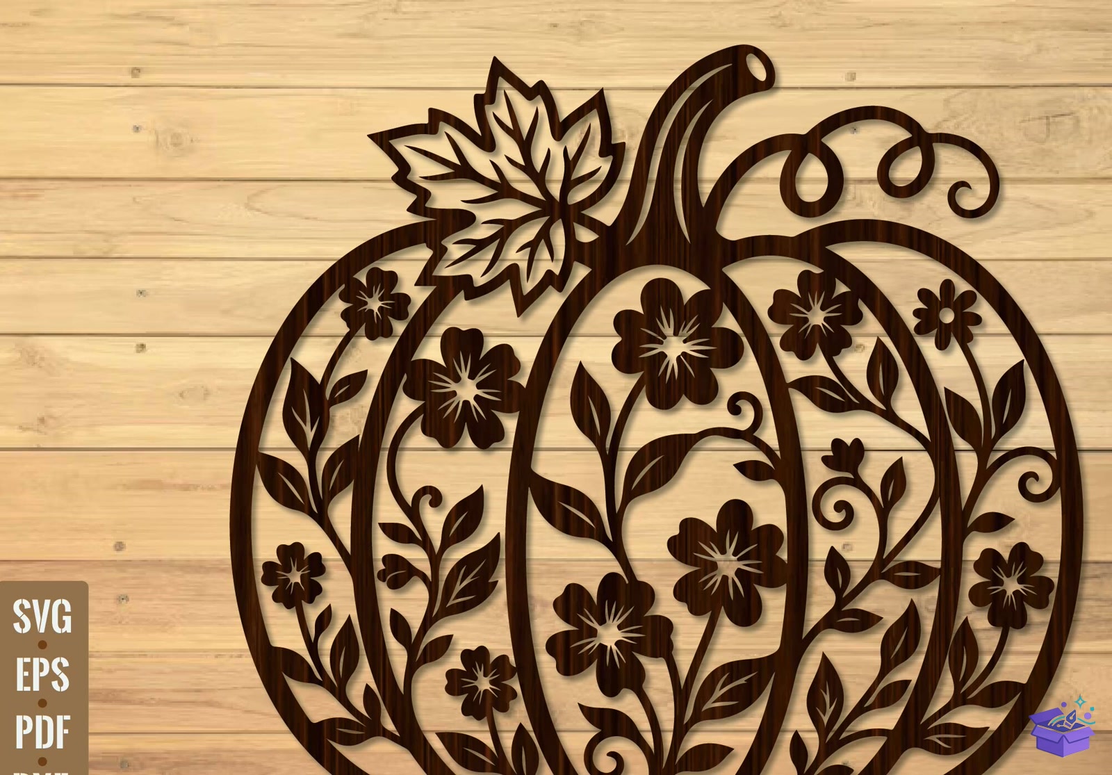 Pumpkin Shape Fall Wall Tabela Levha Lazer Kesim - Tasarım Çizim Dosyası (SVG, DXF, EPS, PNG) önizleme 2
