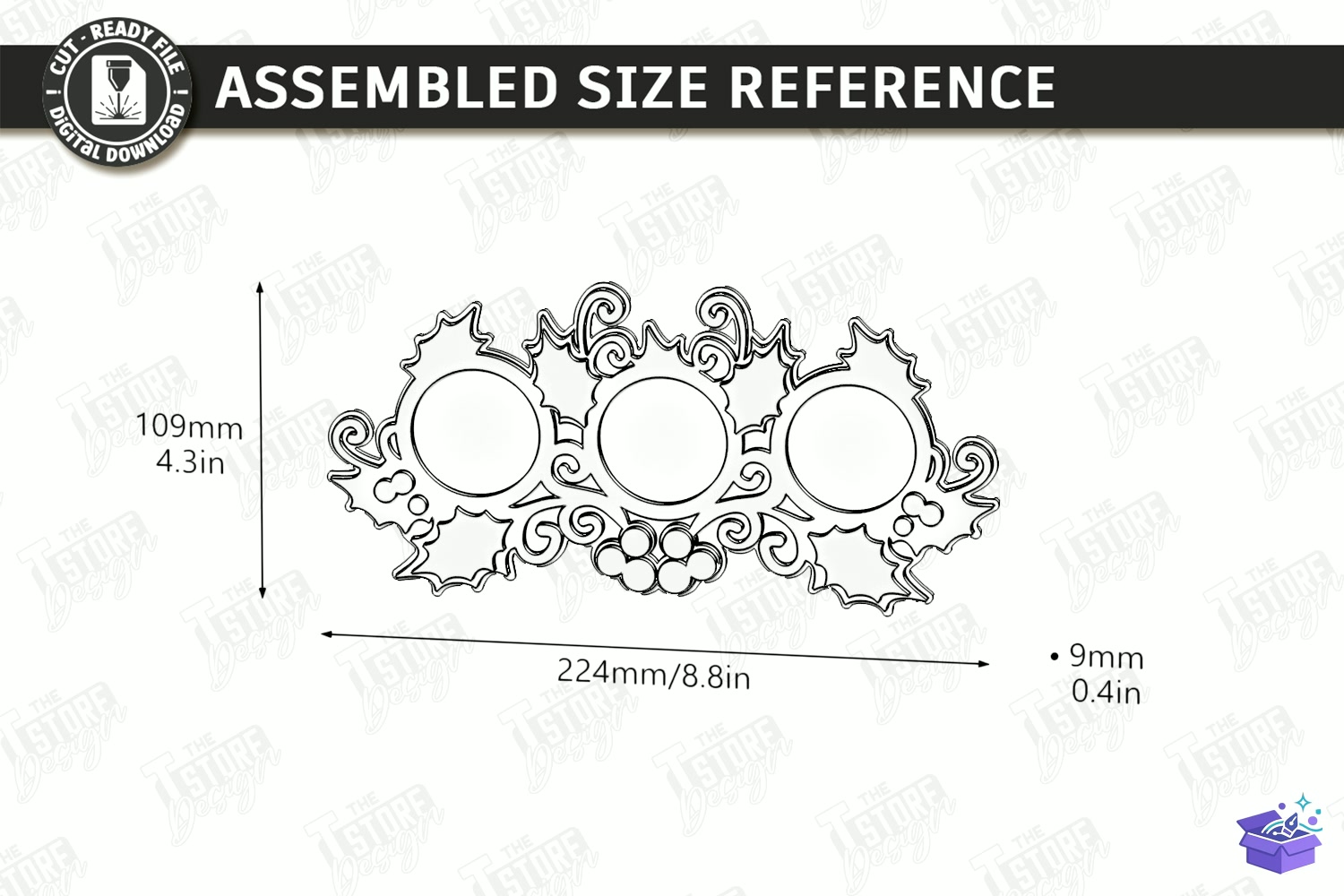 Katmanlı Yılbaşı Mumluk - Tasarım Çizim Dosyası (SVG, DXF, EPS, PNG) önizleme 3