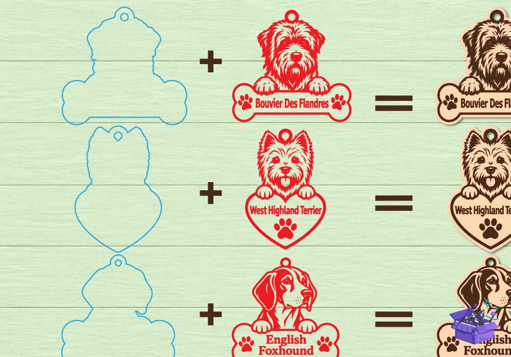 Köpek Anahtarlık Lazer Kesim - Tasarım Çizim Dosyası (SVG, DXF, EPS, PNG) önizleme 5
