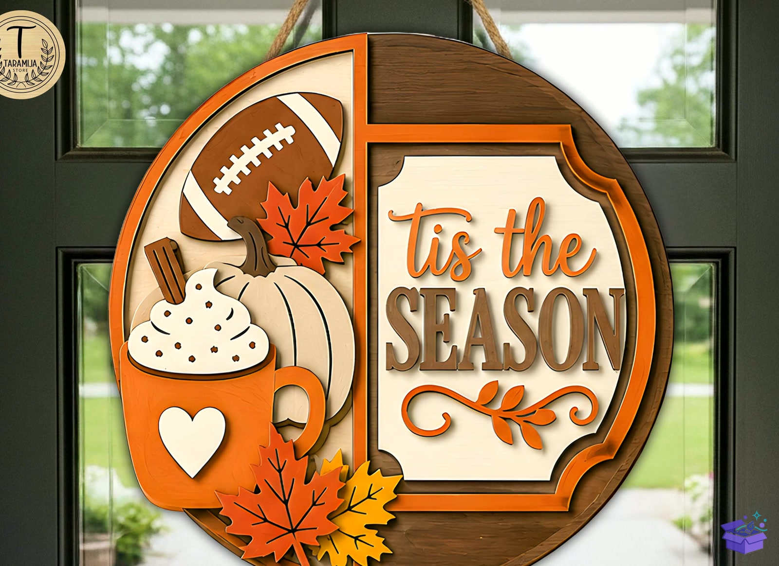 🍂 Rustic Pumpkin Hoşgeldiniz Tabelası - Tasarım Çizim Dosyası (SVG, DXF, EPS, PNG) önizleme 5