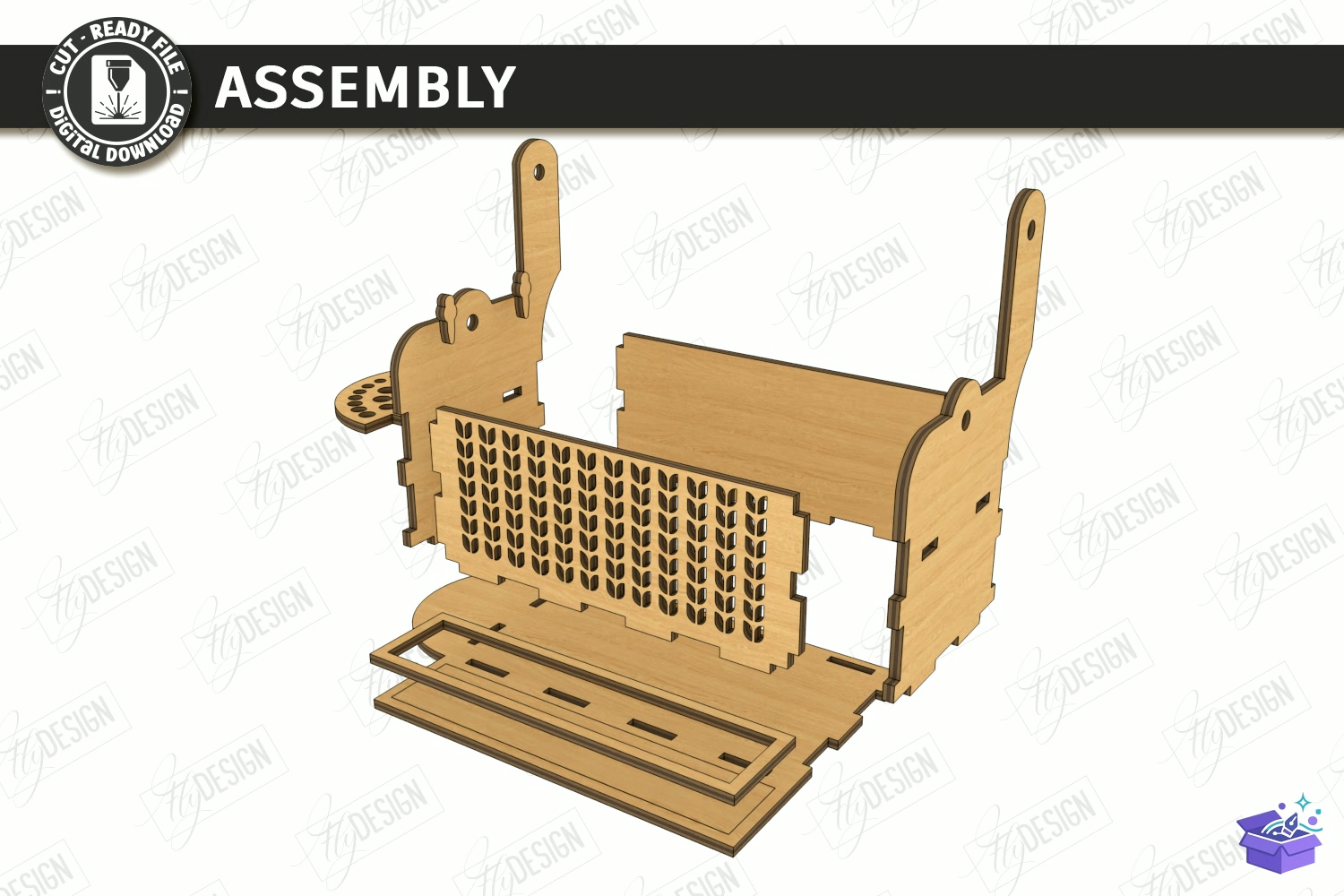 Knitting Stand Lazer Kesim Craft - Tasarım Çizim Dosyası (SVG, DXF, EPS, PNG) önizleme 3
