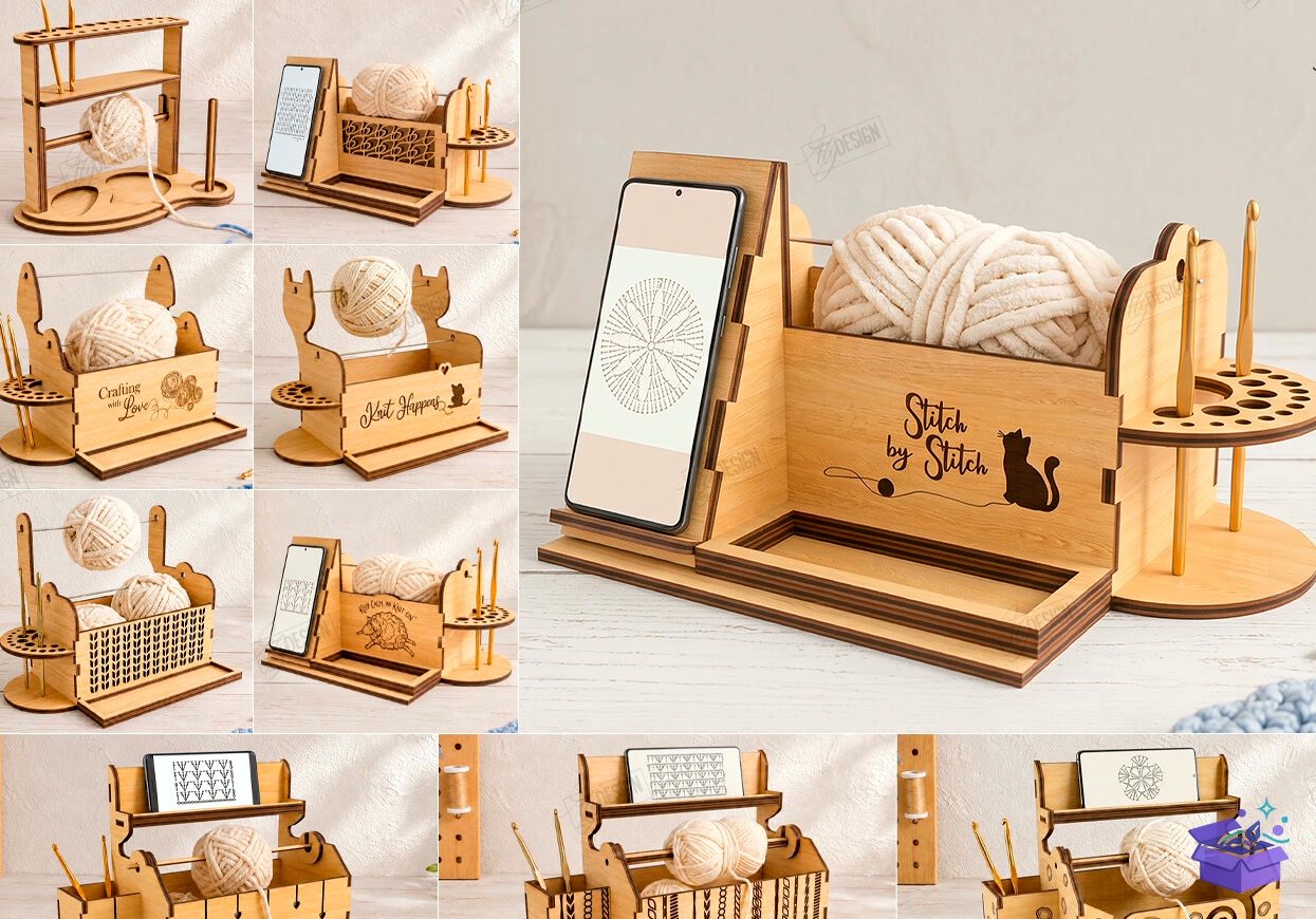 Knitting Stand Lazer Kesim Craft - Tasarım Çizim Dosyası (SVG, DXF, EPS, PNG) önizleme 4