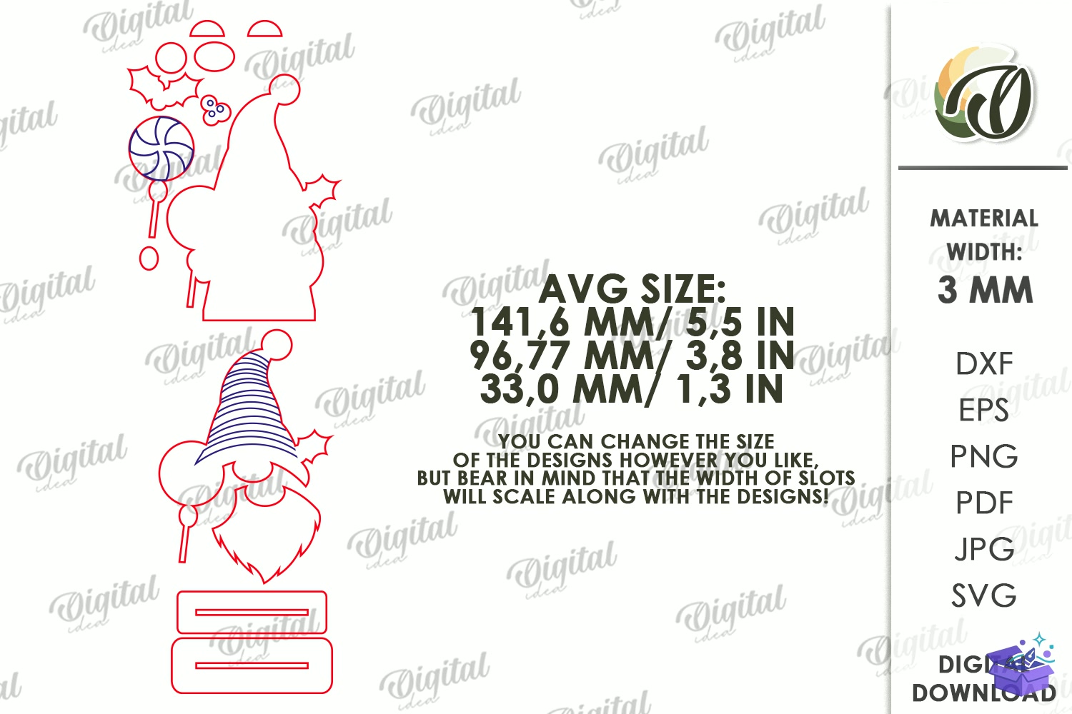 Yılbaşı Mutfak Characters - Tasarım Çizim Dosyası (SVG, DXF, EPS, PNG) önizleme 2