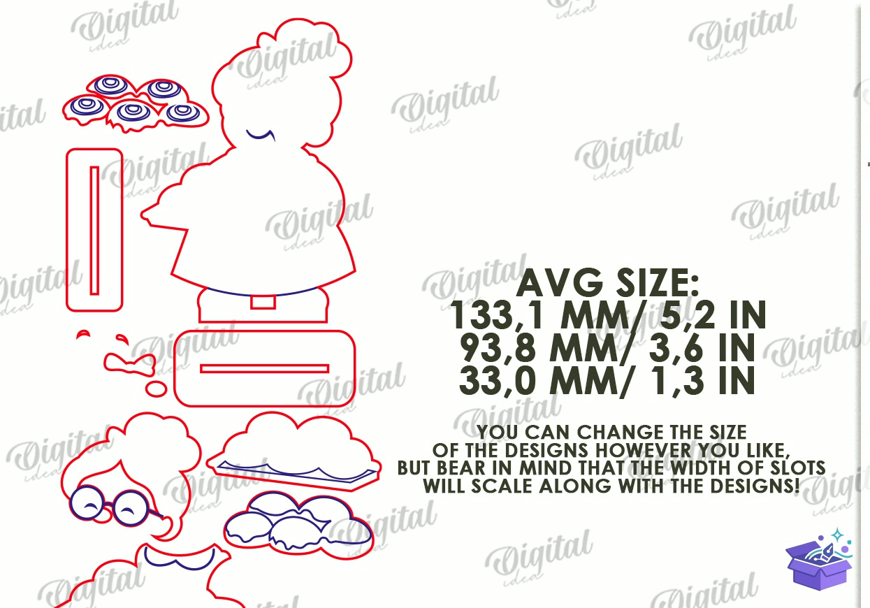 Yılbaşı Mutfak Characters - Tasarım Çizim Dosyası (SVG, DXF, EPS, PNG) önizleme 6