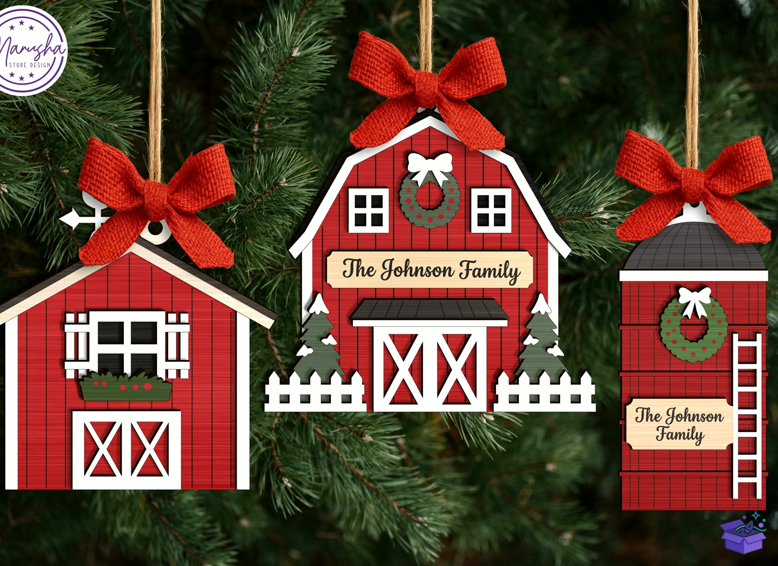 Personalized Alphabet Xmas Süs SVG - Tasarım Çizim Dosyası (SVG, DXF, EPS, PNG) önizleme 4