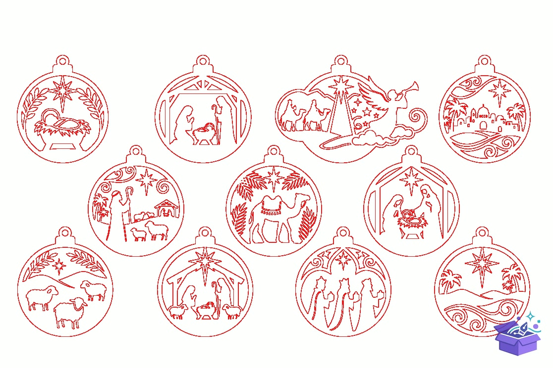 Yılbaşı Nativity Scene SVG - Tasarım Çizim Dosyası (SVG, DXF, EPS, PNG) - Lazer Kesim Dosyaları İndir (DXF, SVG, EPS)