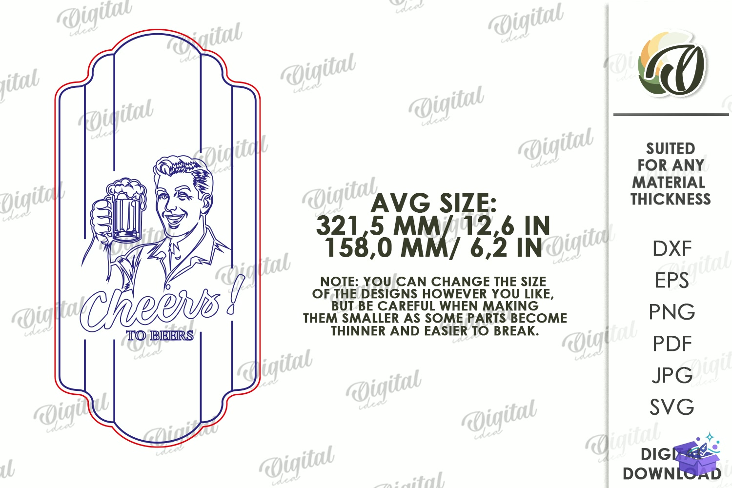 Wall Mounted Beer Openers Laser - Tasarım Çizim Dosyası (SVG, DXF, EPS, PNG) önizleme 3
