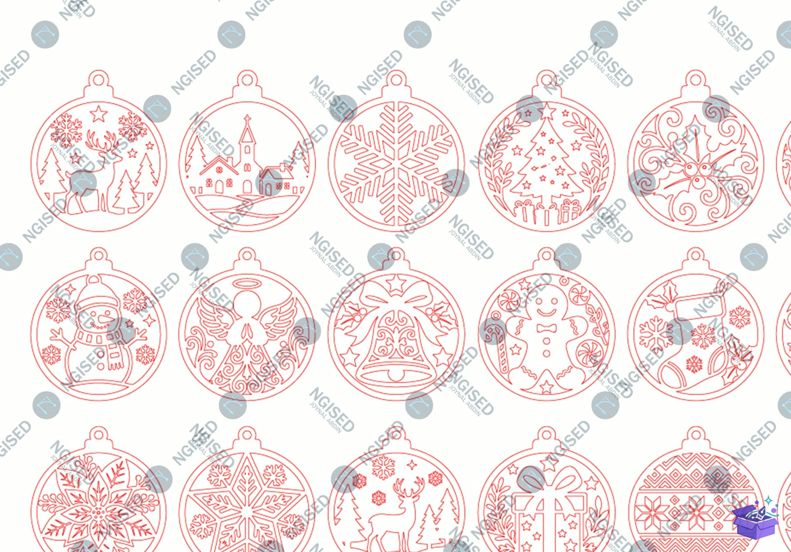 Multilayer Yılbaşı Ağaç Süsü SVG - Tasarım Çizim Dosyası (SVG, DXF, EPS, PNG) önizleme 4