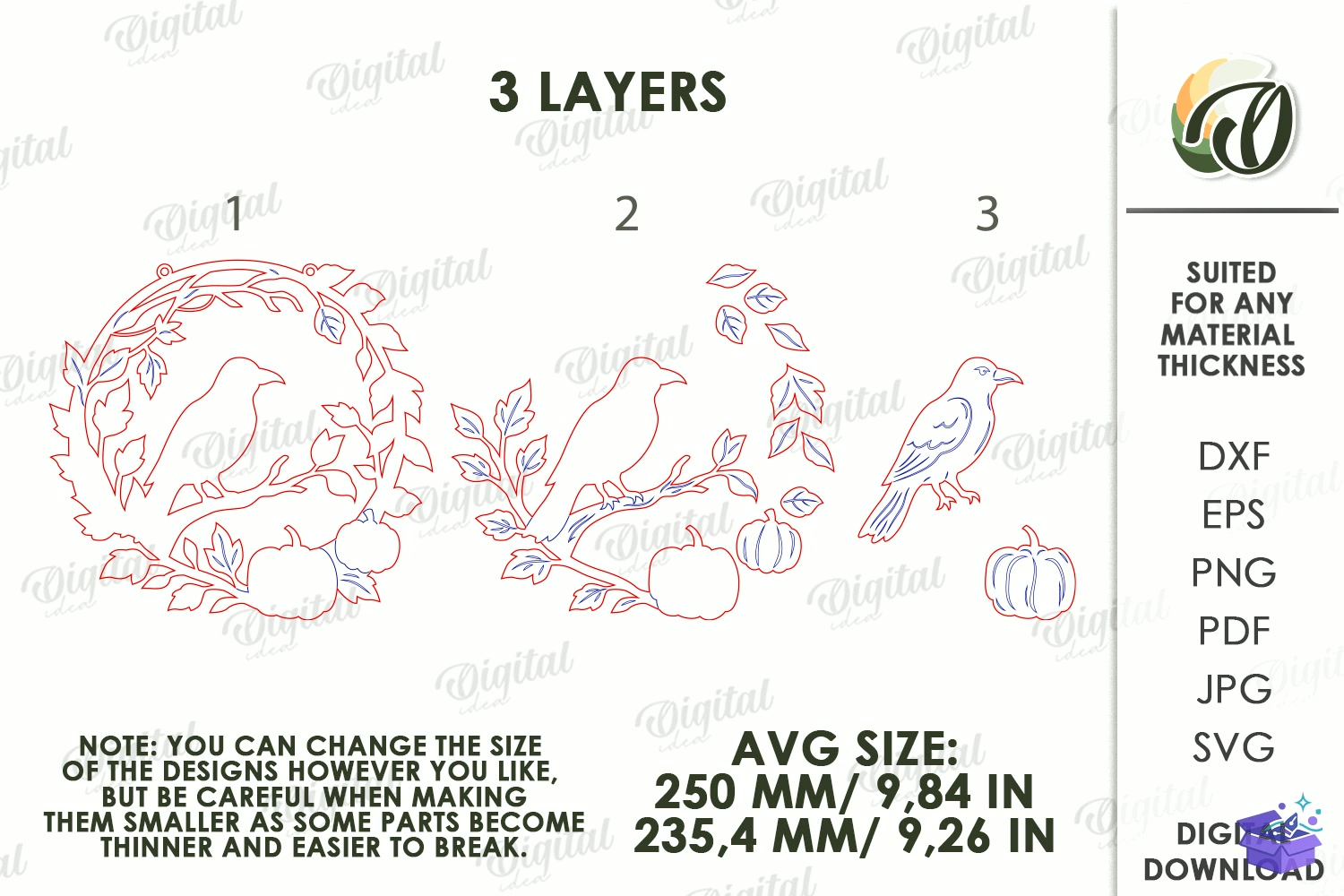 Cadılar Bayramı Wreaths Lazer Kesim - Tasarım Çizim Dosyası (SVG, DXF, EPS, PNG) önizleme 2