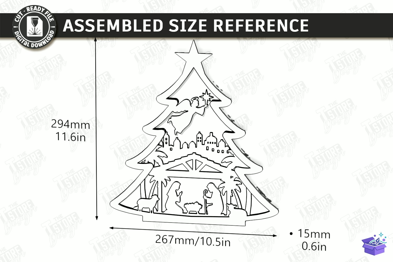 Nativity Light Kutu Lazer Kesim CNC - Tasarım Çizim Dosyası (SVG, DXF, EPS, PNG) önizleme 3
