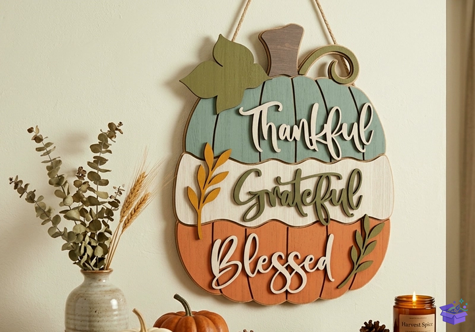Thankful Grateful Blessed Pumpkin - Tasarım Çizim Dosyası (SVG, DXF, EPS, PNG) - Lazer Kesim Dosyaları İndir (DXF, SVG, EPS)