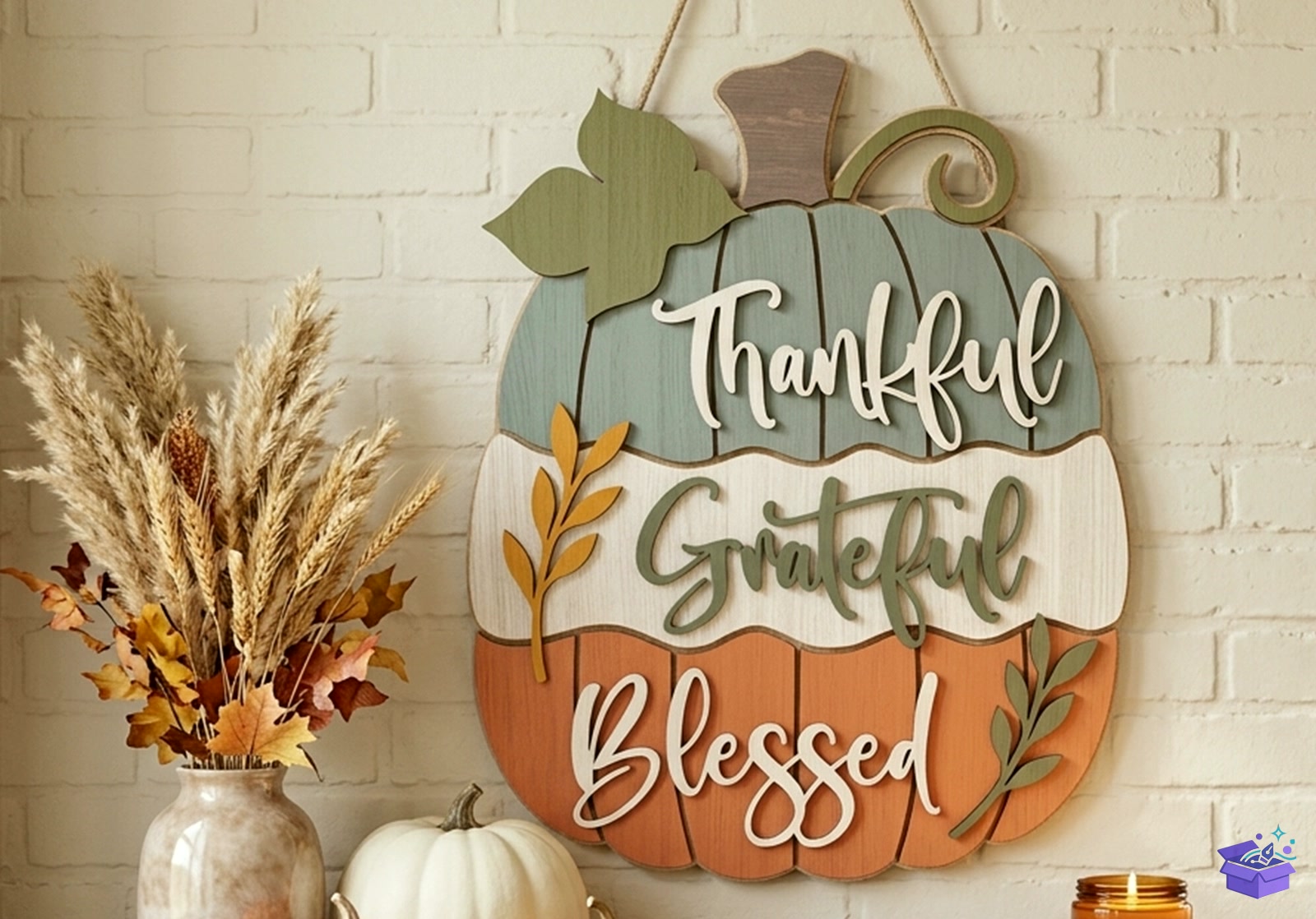Thankful Grateful Blessed Pumpkin - Tasarım Çizim Dosyası (SVG, DXF, EPS, PNG) önizleme 2