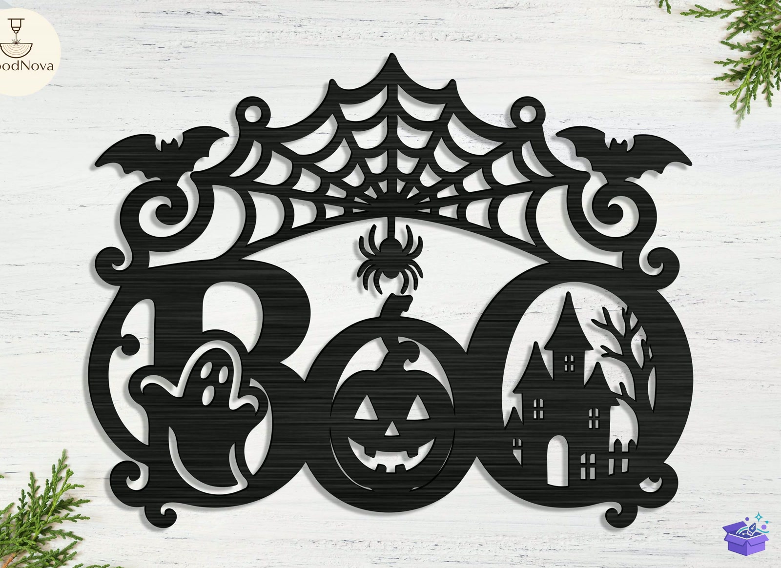 Spooky Cadılar Bayramı Door Tabela Levha Lazer Kesim Svg - Tasarım Çizim Dosyası (SVG, DXF, EPS, PNG) önizleme 2