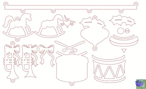 Yılbaşı Ağaç Süsü Lazer Kesim - Tasarım Çizim Dosyası (SVG, DXF, EPS, PNG) - Lazer Kesim Dosyaları İndir (STL, 3MF, DXF)