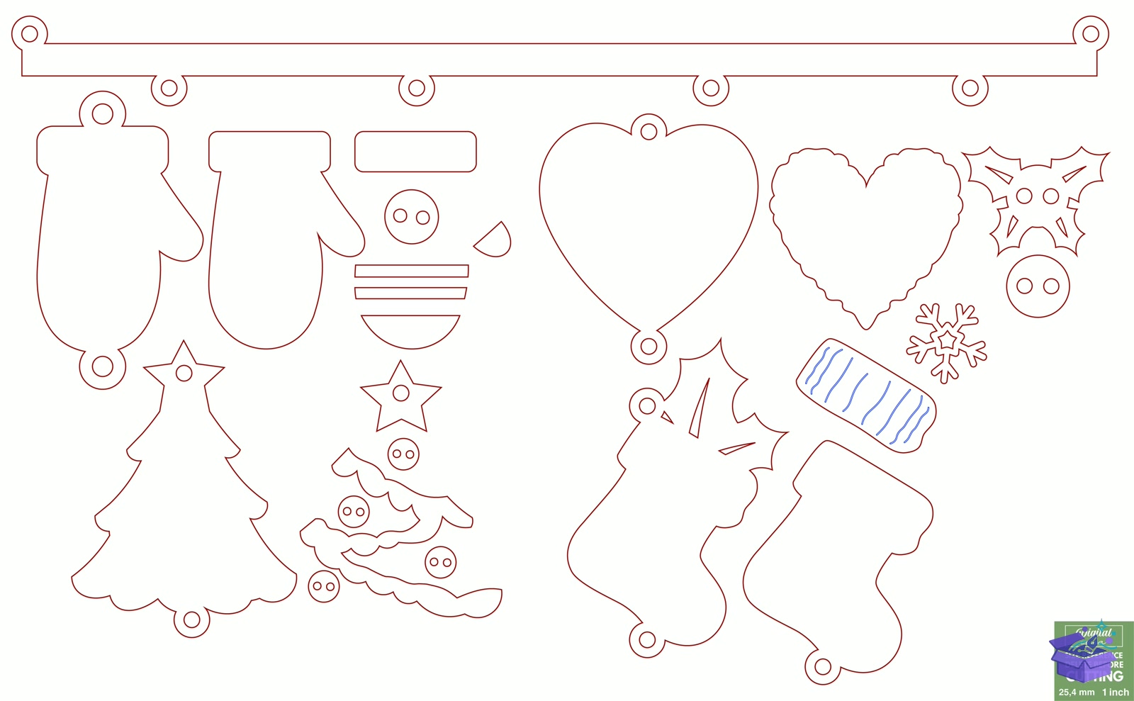 Yılbaşı Ağaç Süsü Lazer Kesim - Tasarım Çizim Dosyası (SVG, DXF, EPS, PNG) önizleme 3