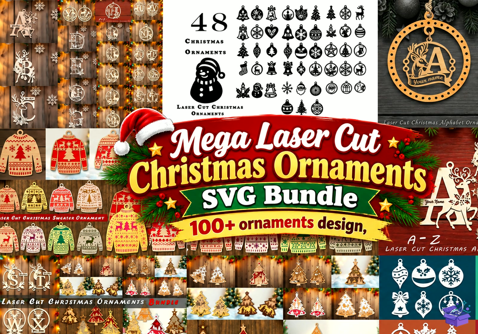 Big Lazer Kesim Yılbaşı Ağaç Süsü SVG - Tasarım Çizim Dosyası (SVG, DXF, EPS, PNG) önizleme 4