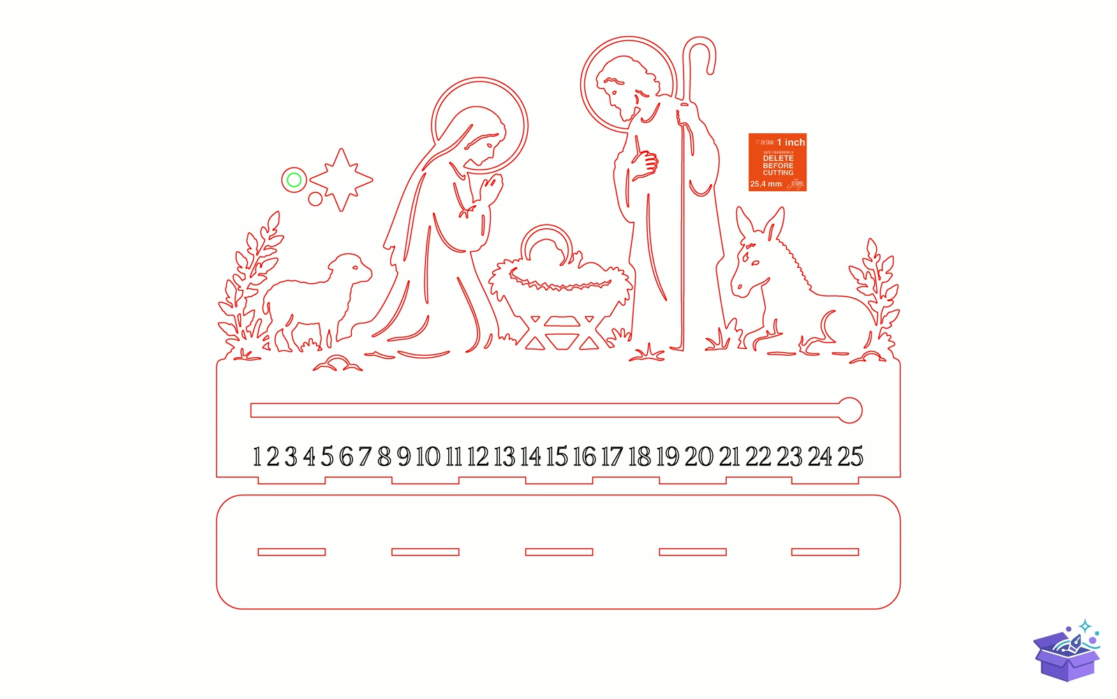 Nativity Yılbaşı Countdown Lazer Kesim - Tasarım Çizim Dosyası (SVG, DXF, EPS, PNG) - Lazer Kesim Dosyaları İndir (STL, 3MF, DXF)