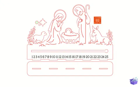 Nativity Yılbaşı Countdown Lazer Kesim - Tasarım Çizim Dosyası (SVG, DXF, EPS, PNG) - Lazer Kesim Dosyaları İndir (STL, 3MF, DXF)