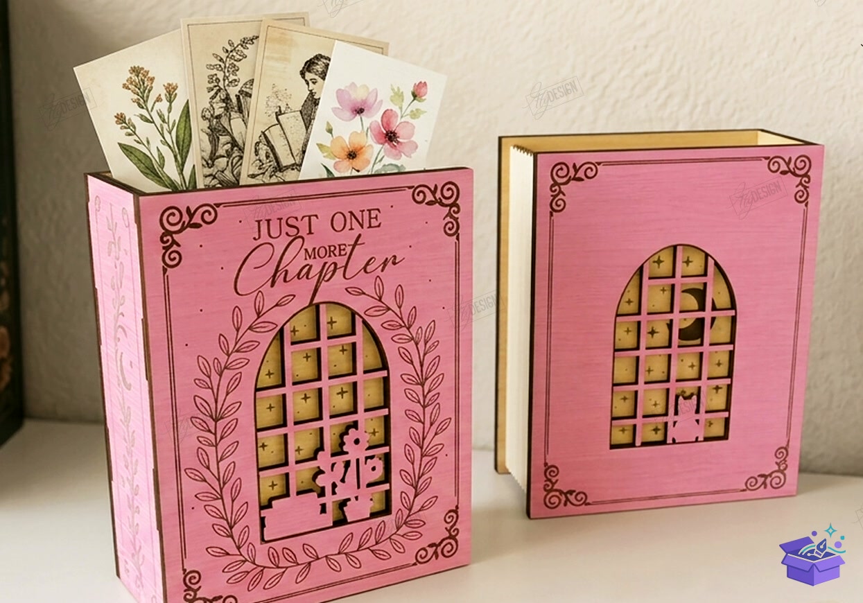 Kitap Ayracı Storage Kutu Lazer Kesim - Tasarım Çizim Dosyası (SVG, DXF, EPS, PNG) önizleme 5
