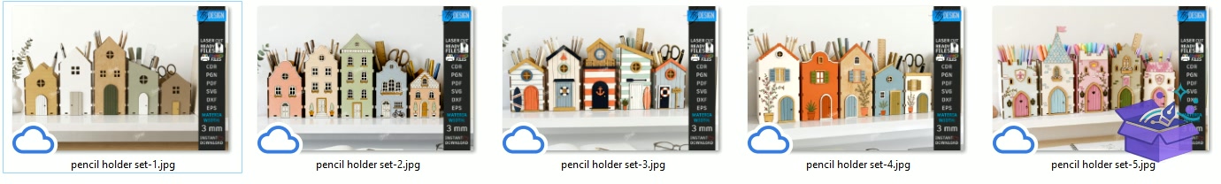House Pencil Tutucu Lazer Kesim CNC - Tasarım Çizim Dosyası (SVG, DXF, EPS, PNG) - Lazer Kesim Dosyaları İndir (STL, 3MF, DXF)