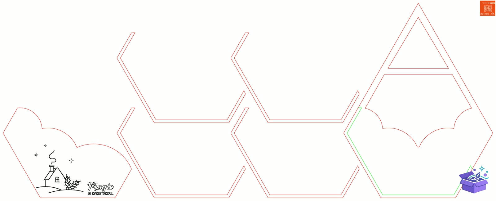 Yılbaşı Duvar Dekoru Lazer Kesim Xmas - Tasarım Çizim Dosyası (SVG, DXF, EPS, PNG) önizleme 3