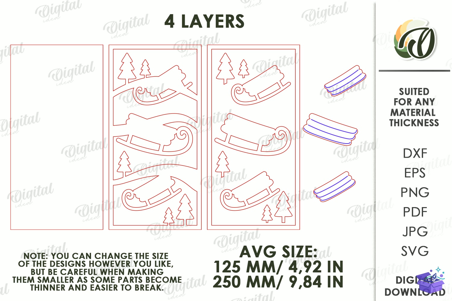 Triple Yılbaşı Wall Tabela Levha Laser - Tasarım Çizim Dosyası (SVG, DXF, EPS, PNG) önizleme 3