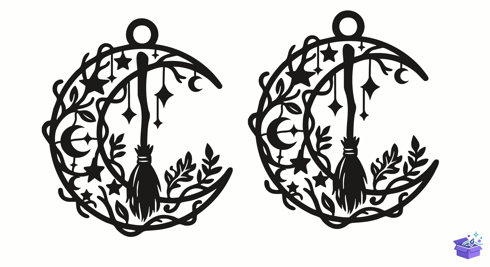 Witch Broom Star Küpe Lazer Kesim SVG - Tasarım Çizim Dosyası (SVG, DXF, EPS, PNG) - Lazer Kesim Dosyaları İndir (DXF, SVG, EPS)
