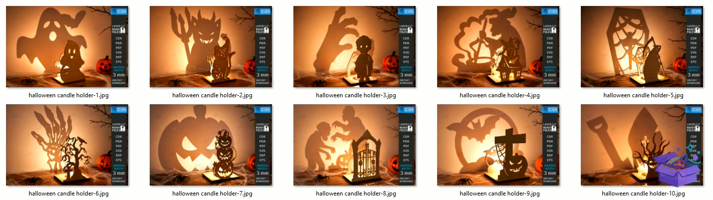 Cadılar Bayramı Mumluk Lazer Kesim - Tasarım Çizim Dosyası (SVG, DXF, EPS, PNG) - Lazer Kesim Dosyaları İndir (STL, 3MF, DXF)