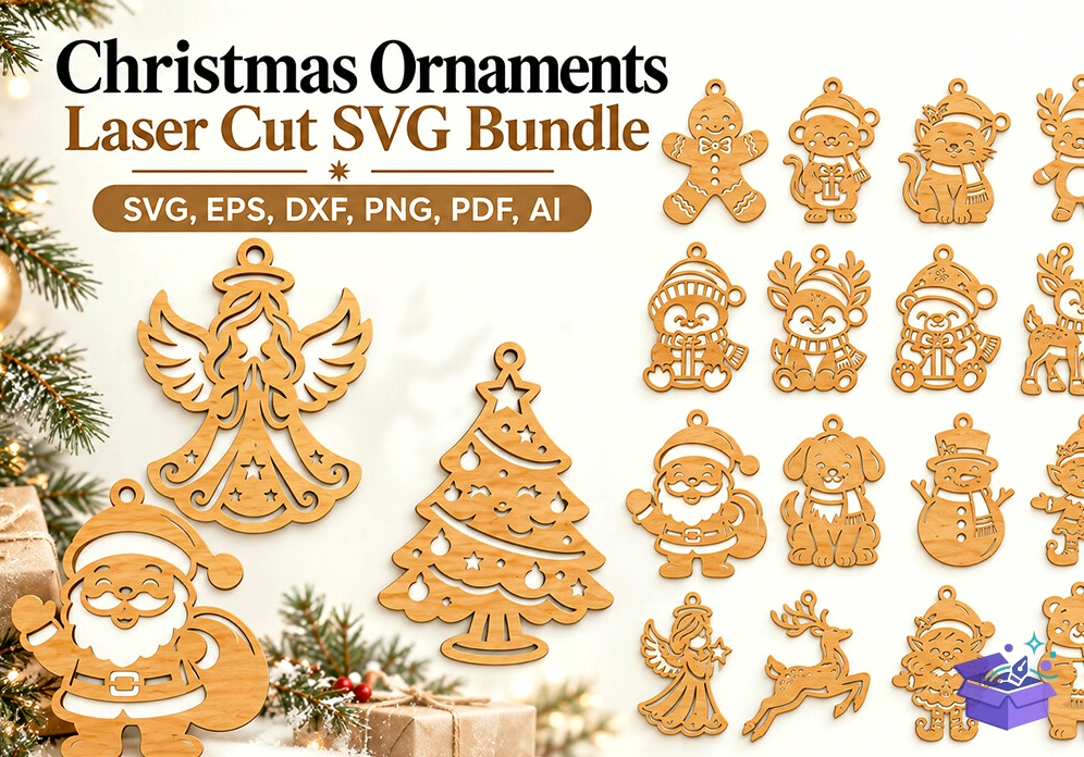 Yılbaşı Ağaç Süsü Lazer Kesim SVG - Tasarım Çizim Dosyası (SVG, DXF, EPS, PNG) önizleme 4