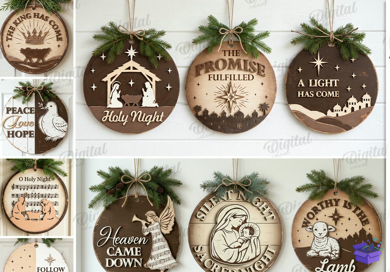 Santa Flight Moon Fener Santa And Ren Geyiği Lazer Kesim - Tasarım Çizim Dosyası (SVG, DXF, EPS, PNG) önizleme 6