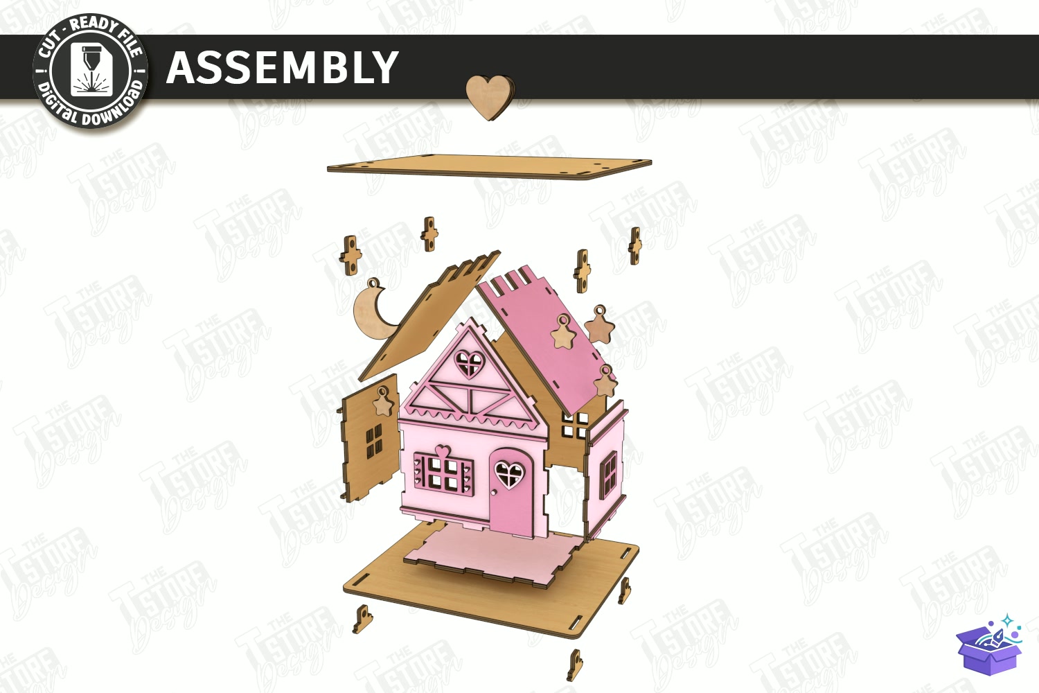 House İn Clouds Mobile Lazer Kesim - Tasarım Çizim Dosyası (SVG, DXF, EPS, PNG) - Lazer Kesim Dosyaları İndir (STL, 3MF, DXF)