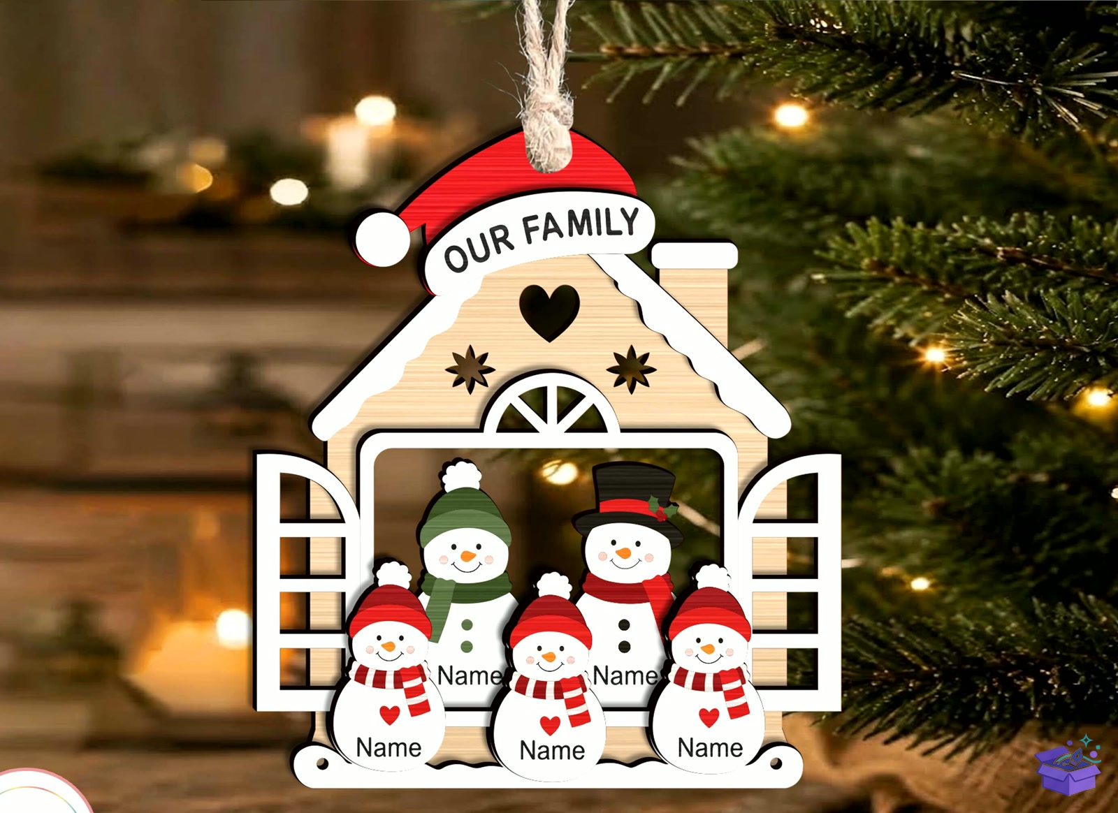 Personalized Xmas Family Süs Svg - Tasarım Çizim Dosyası (SVG, DXF, EPS, PNG) önizleme 2