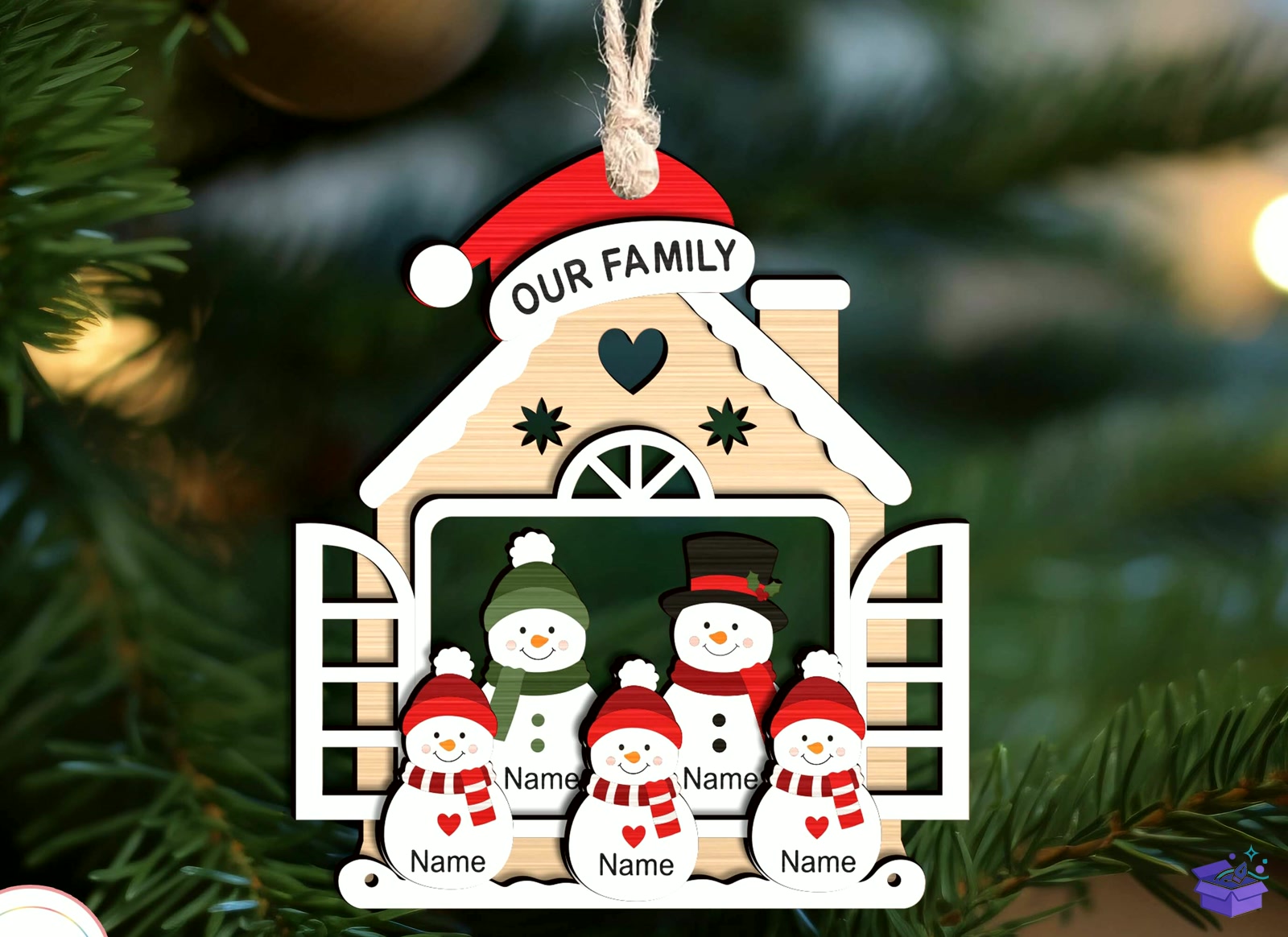 Personalized Xmas Family Süs Svg - Tasarım Çizim Dosyası (SVG, DXF, EPS, PNG) önizleme 3
