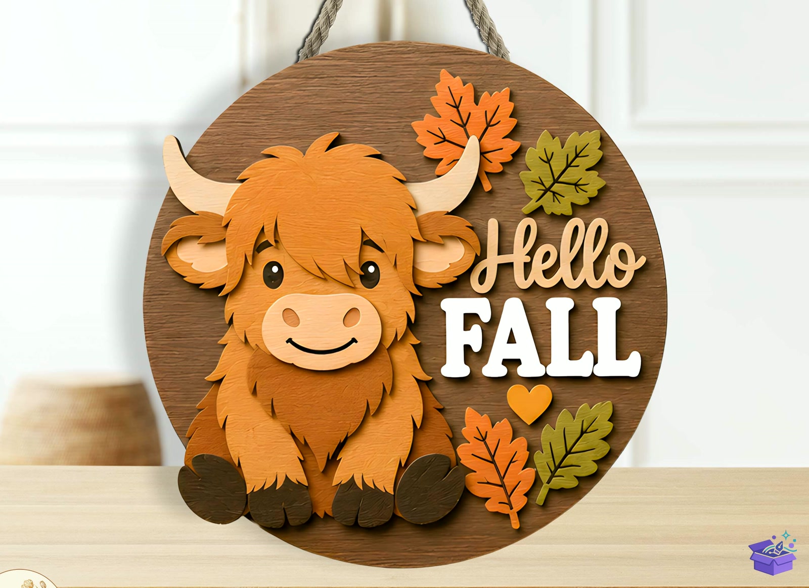 Hello Fall Cow Door Tabela Levha SVG - Tasarım Çizim Dosyası (SVG, DXF, EPS, PNG) önizleme 2