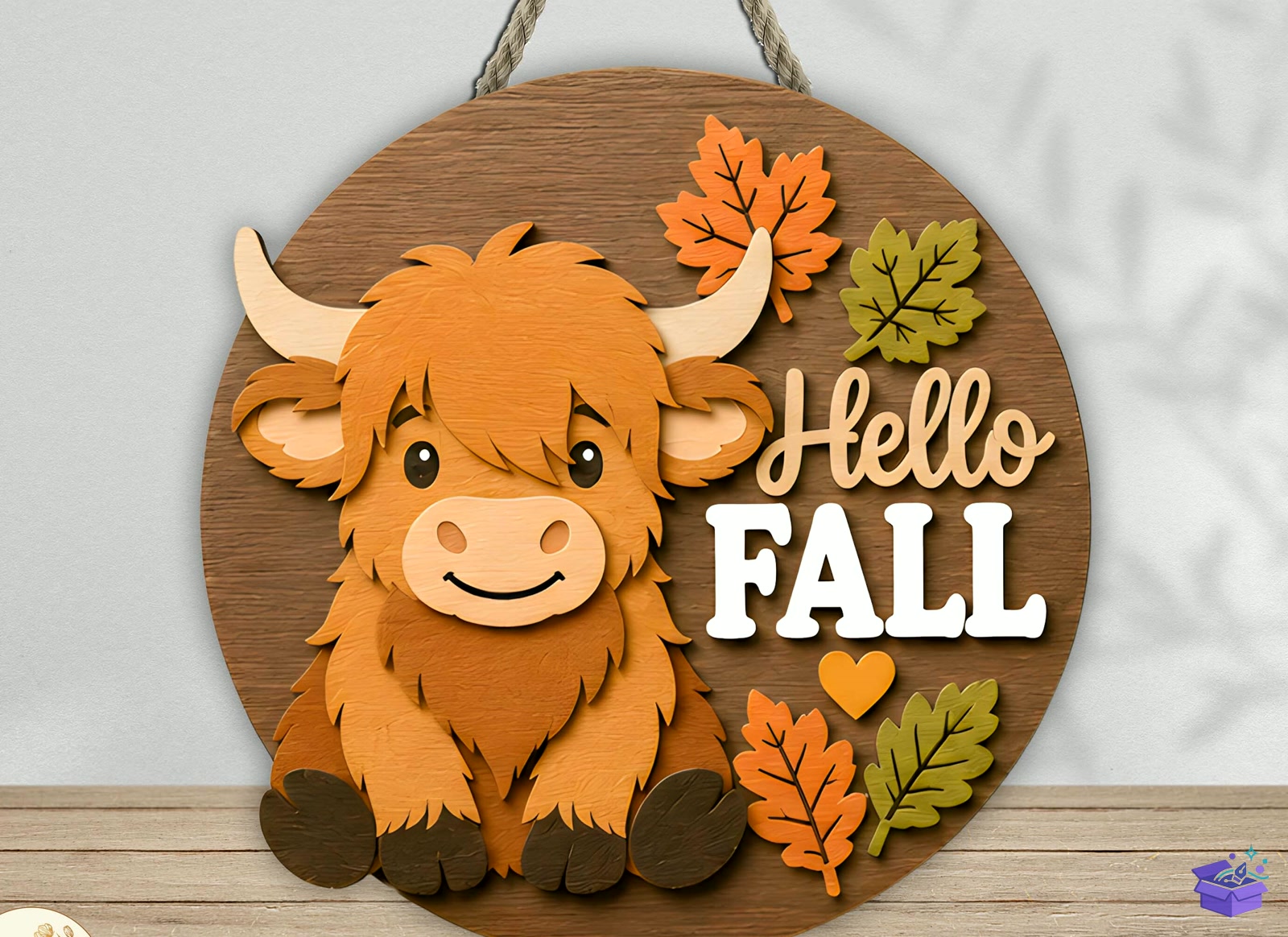 Hello Fall Cow Door Tabela Levha SVG - Tasarım Çizim Dosyası (SVG, DXF, EPS, PNG) önizleme 4