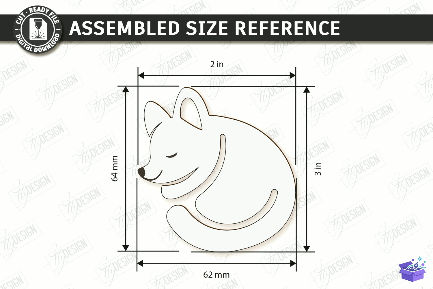 Sleeping Animal Corner Kitap Ayracı - Tasarım Çizim Dosyası (SVG, DXF, EPS, PNG) önizleme 3