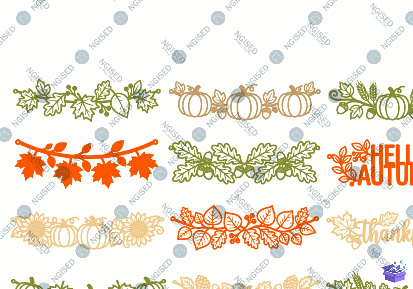 Fall Garland Lazer Kesim SVG - Tasarım Çizim Dosyası (SVG, DXF, EPS, PNG) önizleme 3