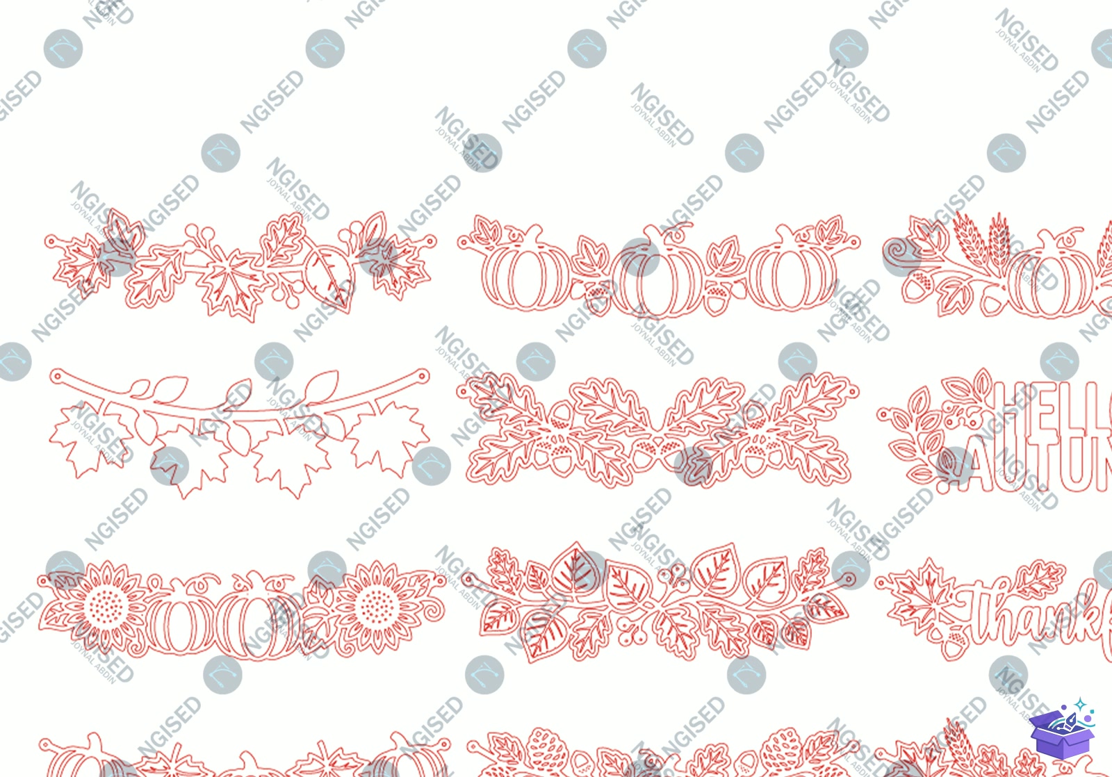 Fall Garland Lazer Kesim SVG - Tasarım Çizim Dosyası (SVG, DXF, EPS, PNG) önizleme 4