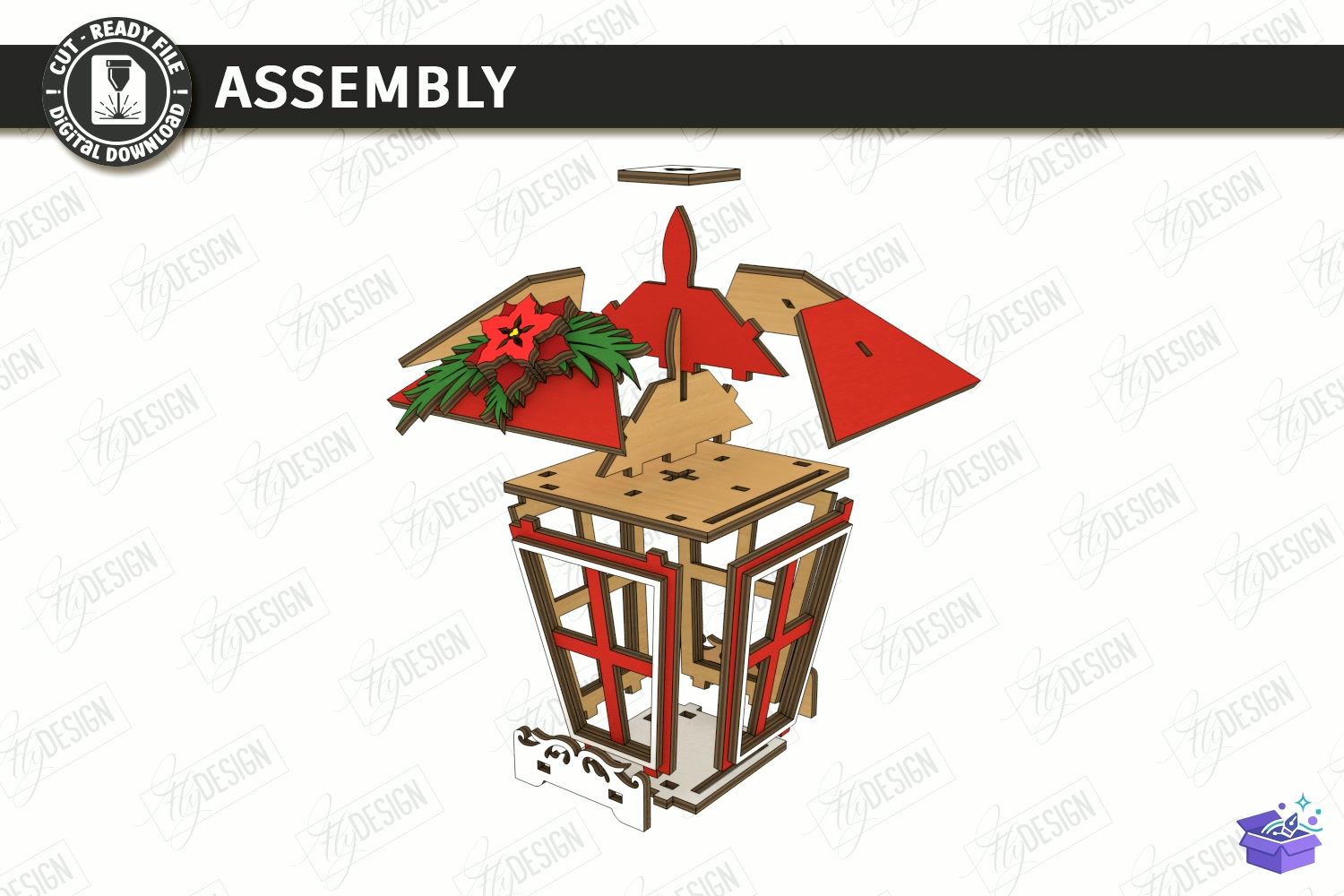Yılbaşı Flashlight Lazer Kesim - Tasarım Çizim Dosyası (SVG, DXF, EPS, PNG) önizleme 2