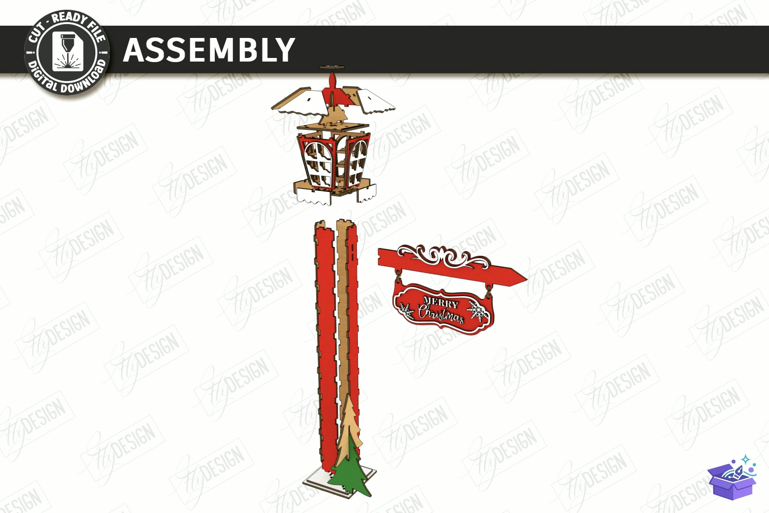 Yılbaşı Flashlight Lazer Kesim - Tasarım Çizim Dosyası (SVG, DXF, EPS, PNG) önizleme 3