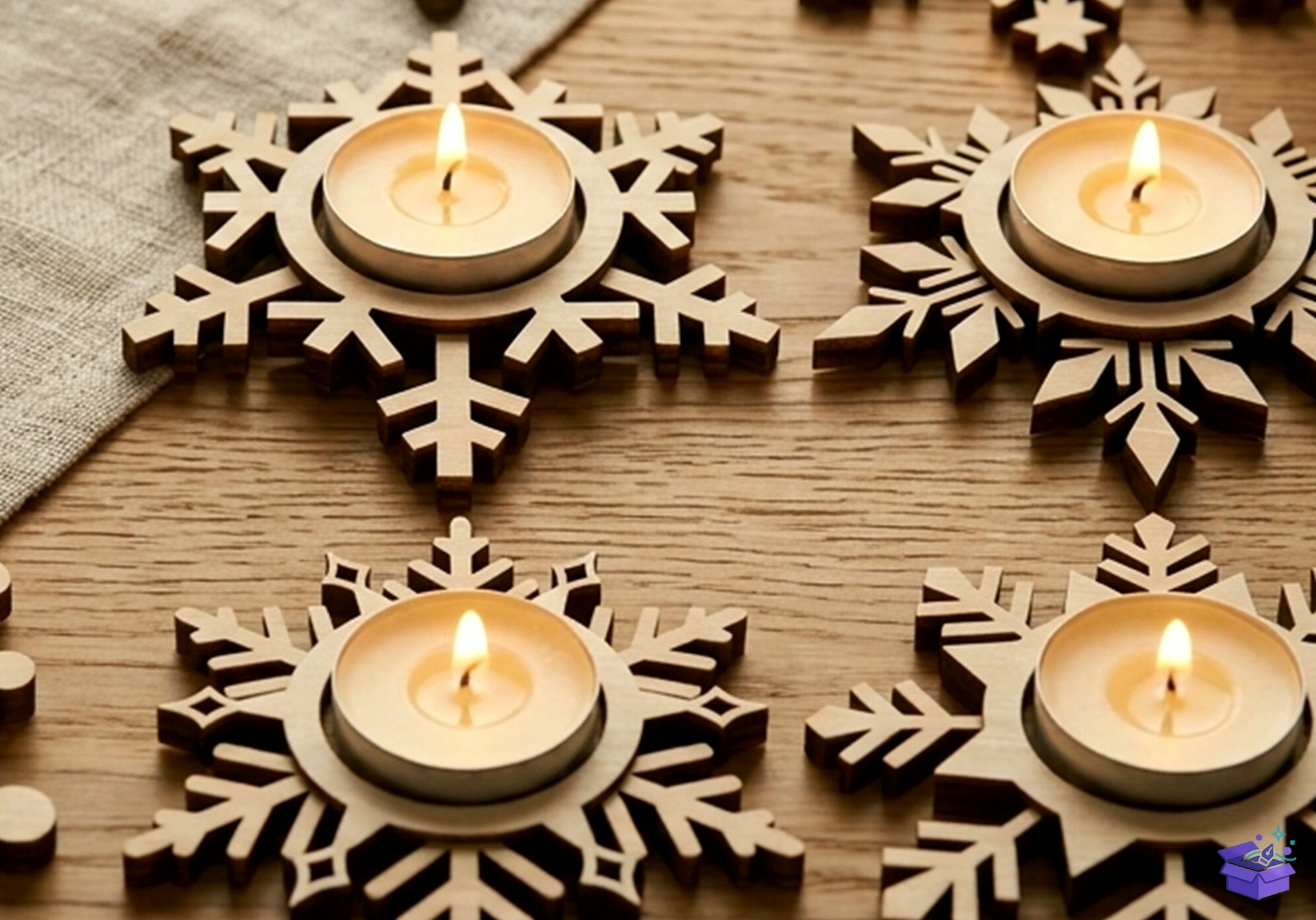 Snowflake Tealight Tutucu SVG - Tasarım Çizim Dosyası (SVG, DXF, EPS, PNG) önizleme 2