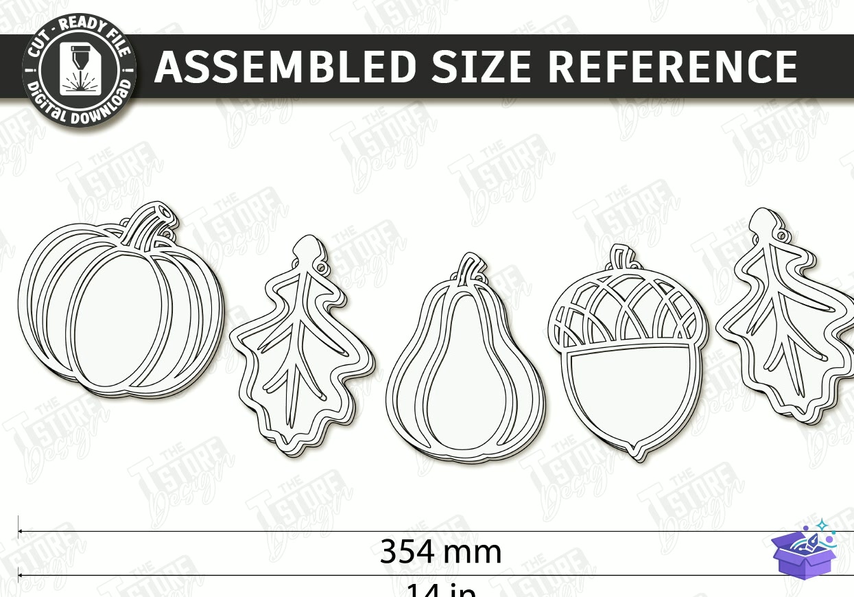 Fall Garland Lazer Kesim Autumn Tabela Levha - Tasarım Çizim Dosyası (SVG, DXF, EPS, PNG) önizleme 5