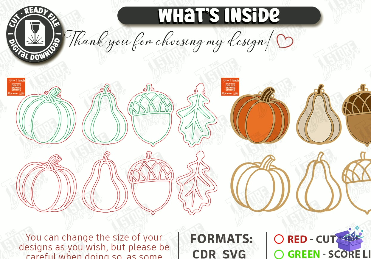 Fall Garland Lazer Kesim Autumn Tabela Levha - Tasarım Çizim Dosyası (SVG, DXF, EPS, PNG) önizleme 6