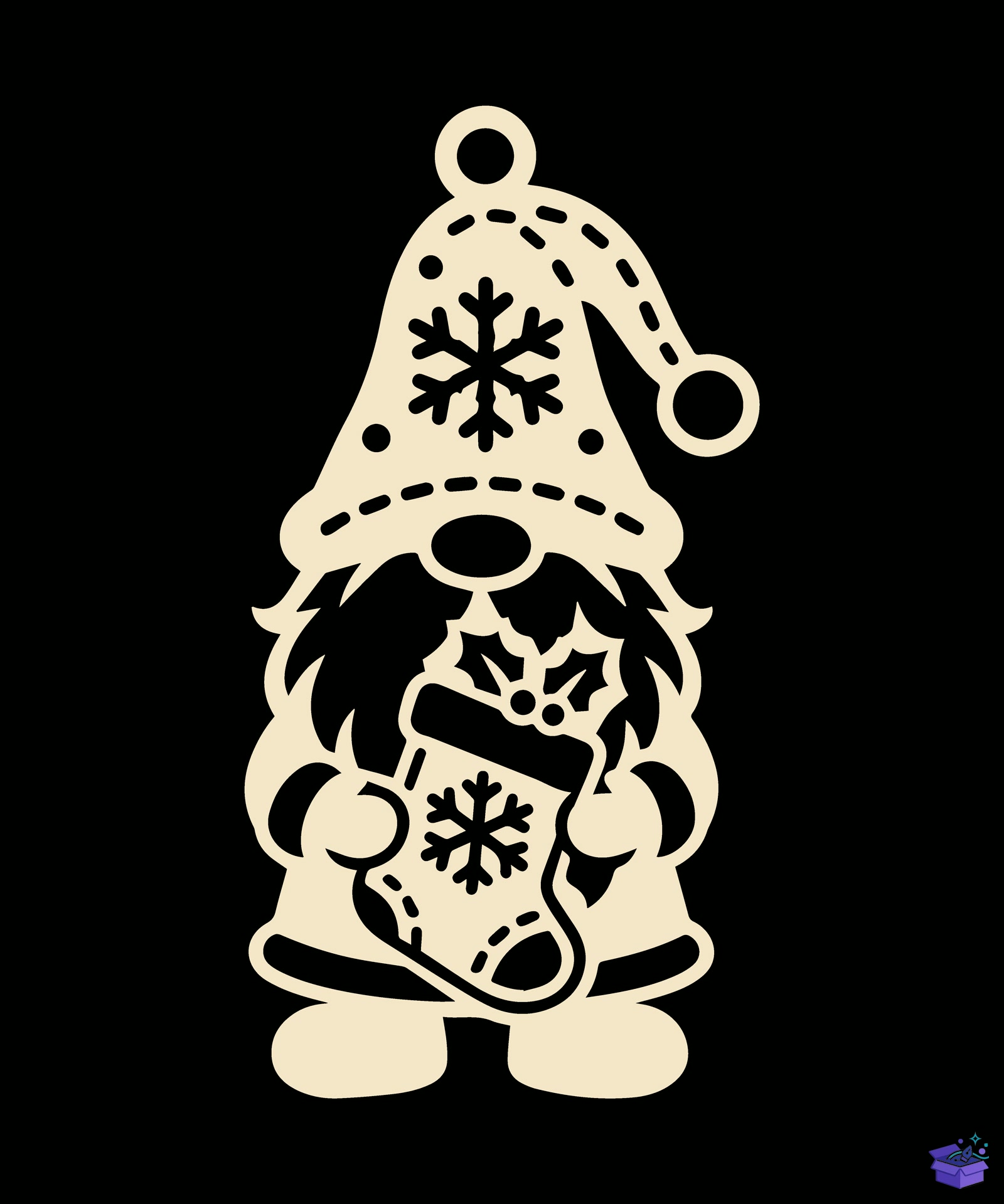 Yılbaşı Gnome Lazer Kesim - Tasarım Çizim Dosyası (SVG, DXF, EPS, PNG) önizleme 2