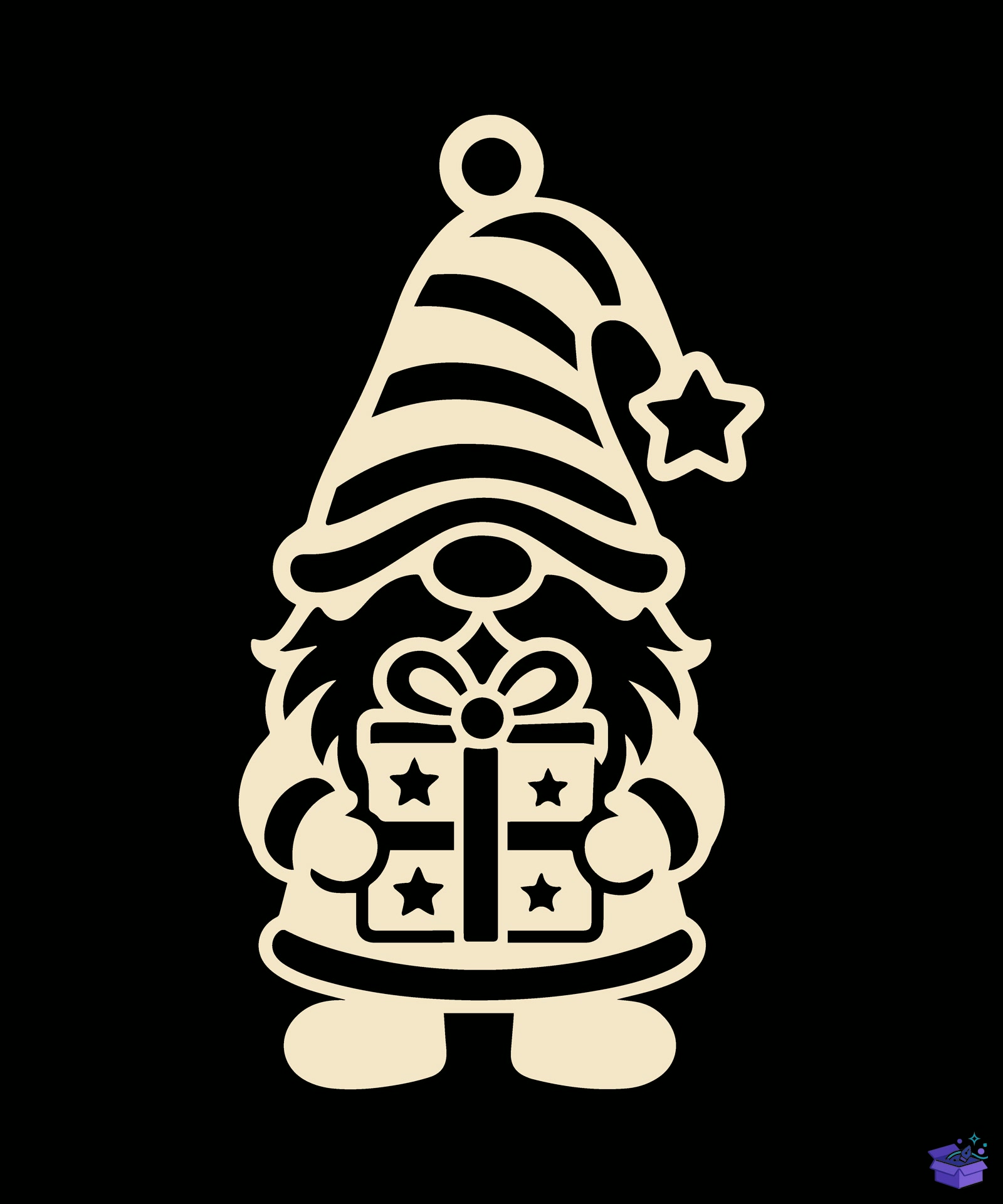 Yılbaşı Gnome Lazer Kesim - Tasarım Çizim Dosyası (SVG, DXF, EPS, PNG) önizleme 3
