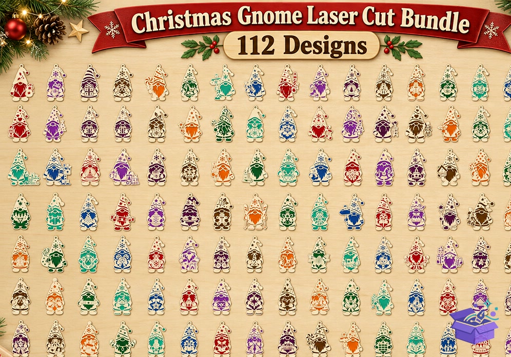 Yılbaşı Gnome Lazer Kesim - Tasarım Çizim Dosyası (SVG, DXF, EPS, PNG) önizleme 4