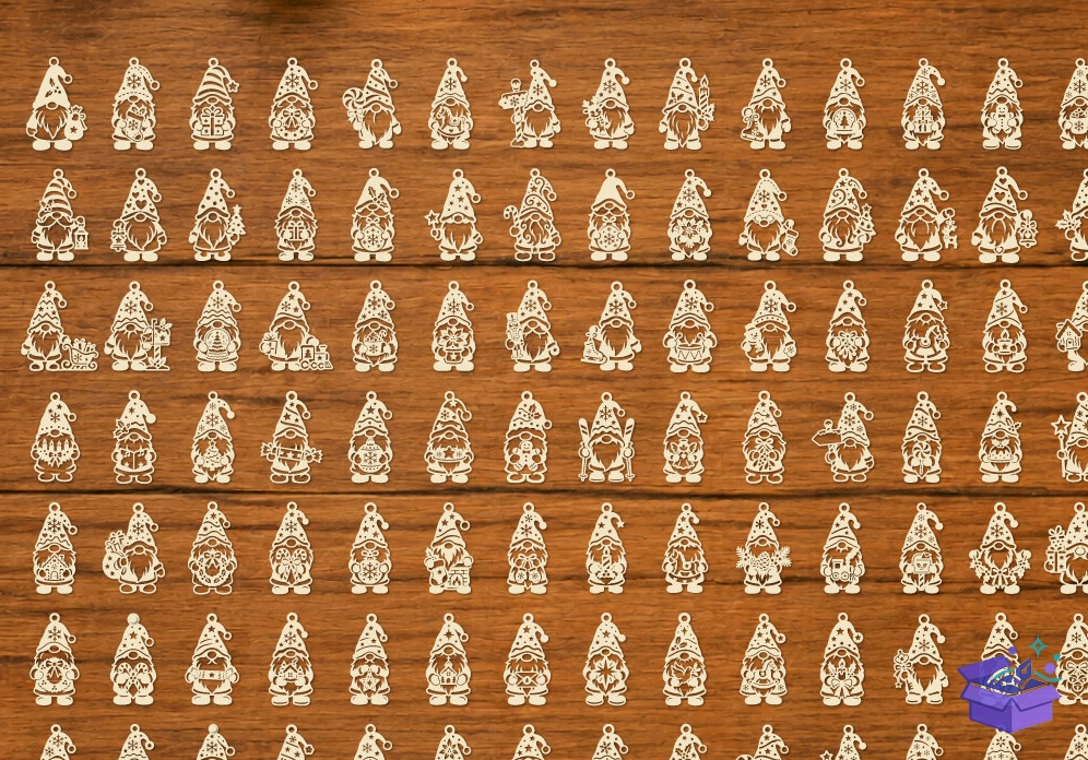 Yılbaşı Gnome Lazer Kesim - Tasarım Çizim Dosyası (SVG, DXF, EPS, PNG) önizleme 5