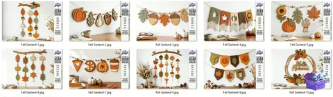 Fall Garland Lazer Kesim Autumn - Tasarım Çizim Dosyası (SVG, DXF, EPS, PNG) - Lazer Kesim Dosyaları İndir (STL, 3MF, DXF)