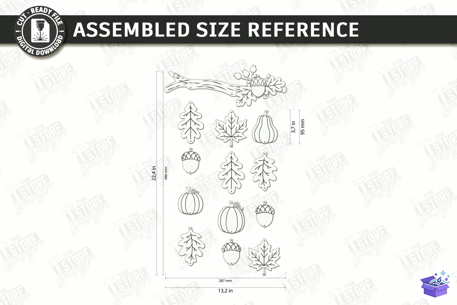 Fall Garland Lazer Kesim Autumn - Tasarım Çizim Dosyası (SVG, DXF, EPS, PNG) önizleme 3