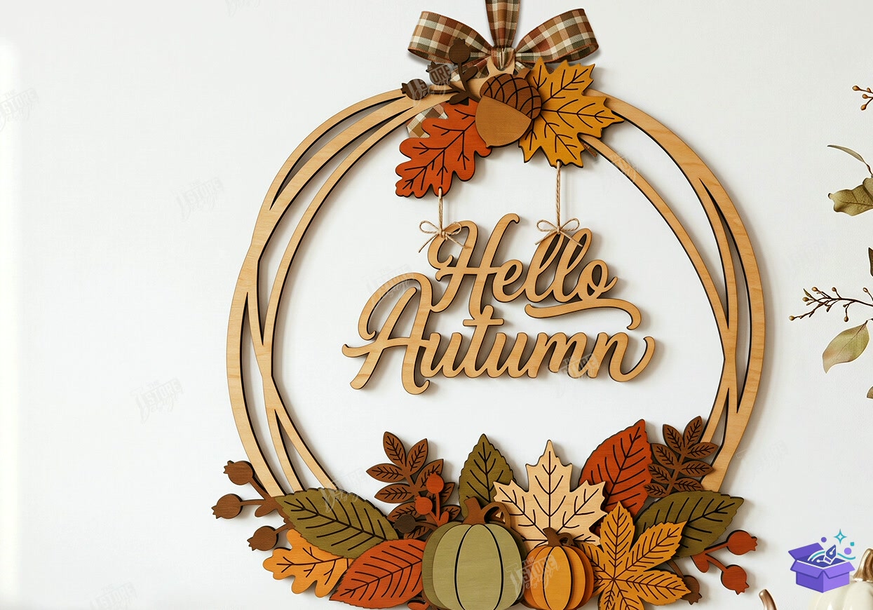 Fall Garland Lazer Kesim Autumn - Tasarım Çizim Dosyası (SVG, DXF, EPS, PNG) önizleme 5